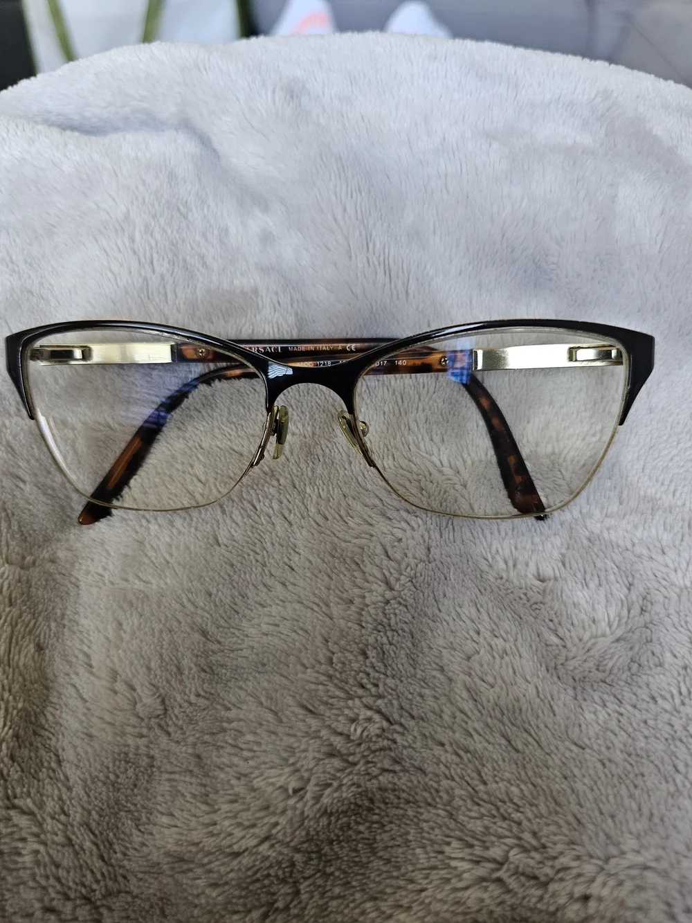 Versace VE1218 semi-rimless cat-eye eyeglasses